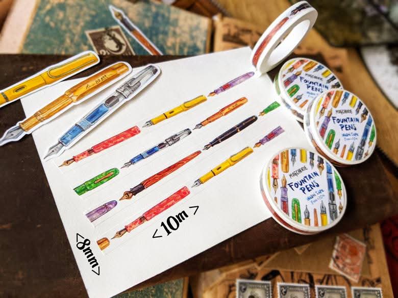 Washi Tape Plumas Fuente