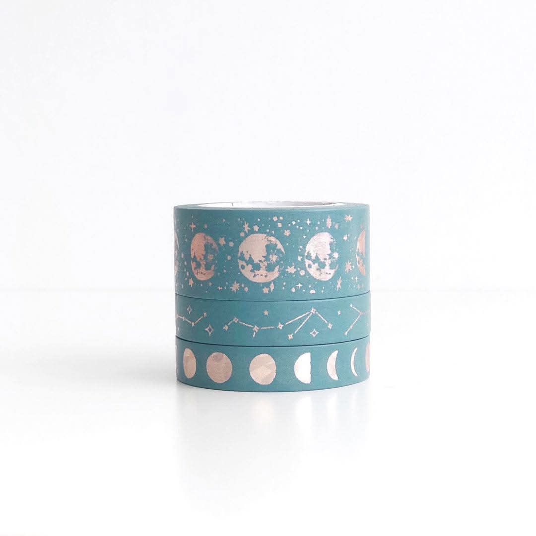 Washi Tape Lunas y Constelaciones Azul