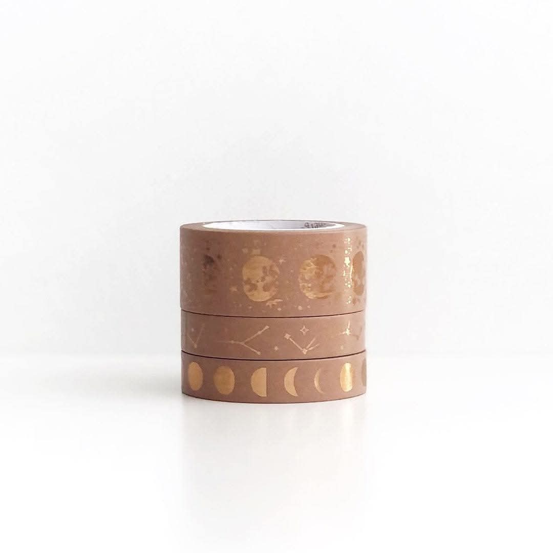 Washi Tape Lunas y Constelaciones Marrón