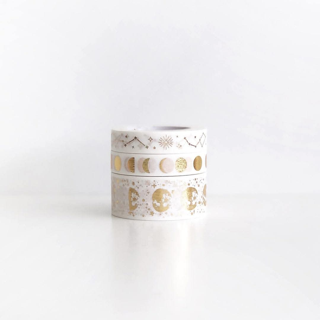 Washi Tape Lunas y Constelaciones Blanca