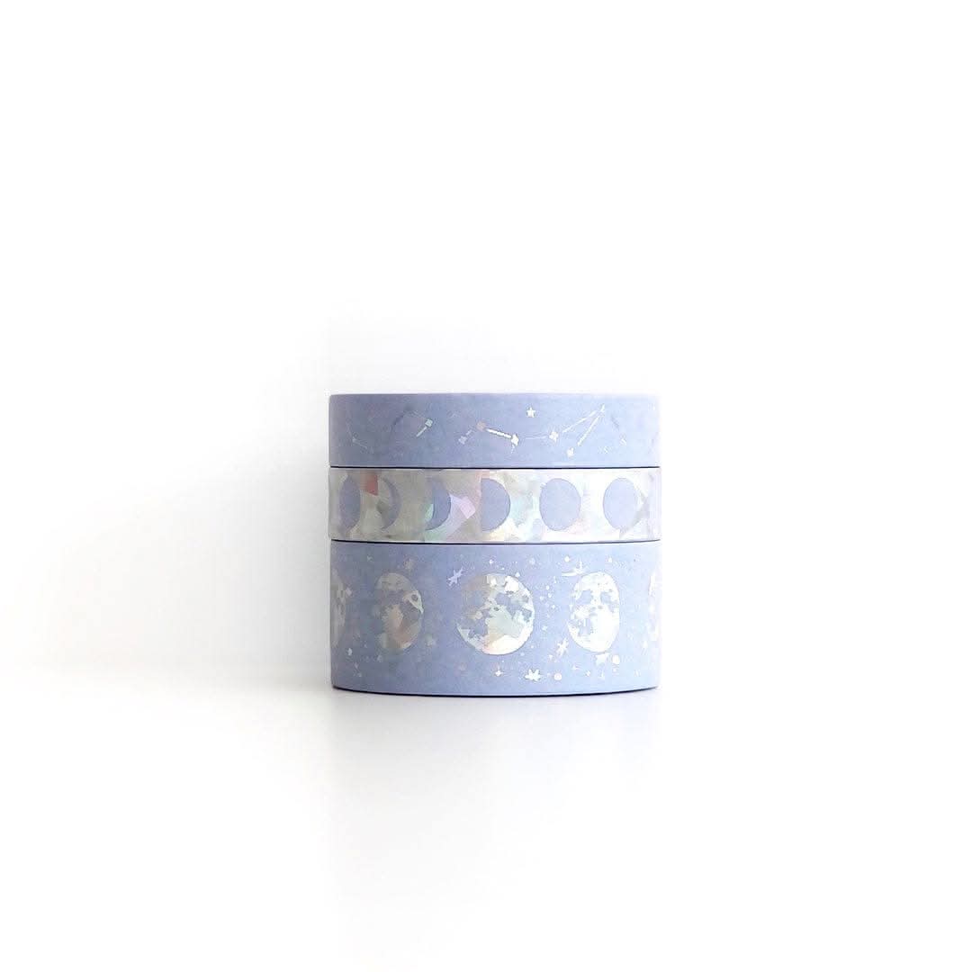 Washi Tape Lunas y Constelaciones azul cielo