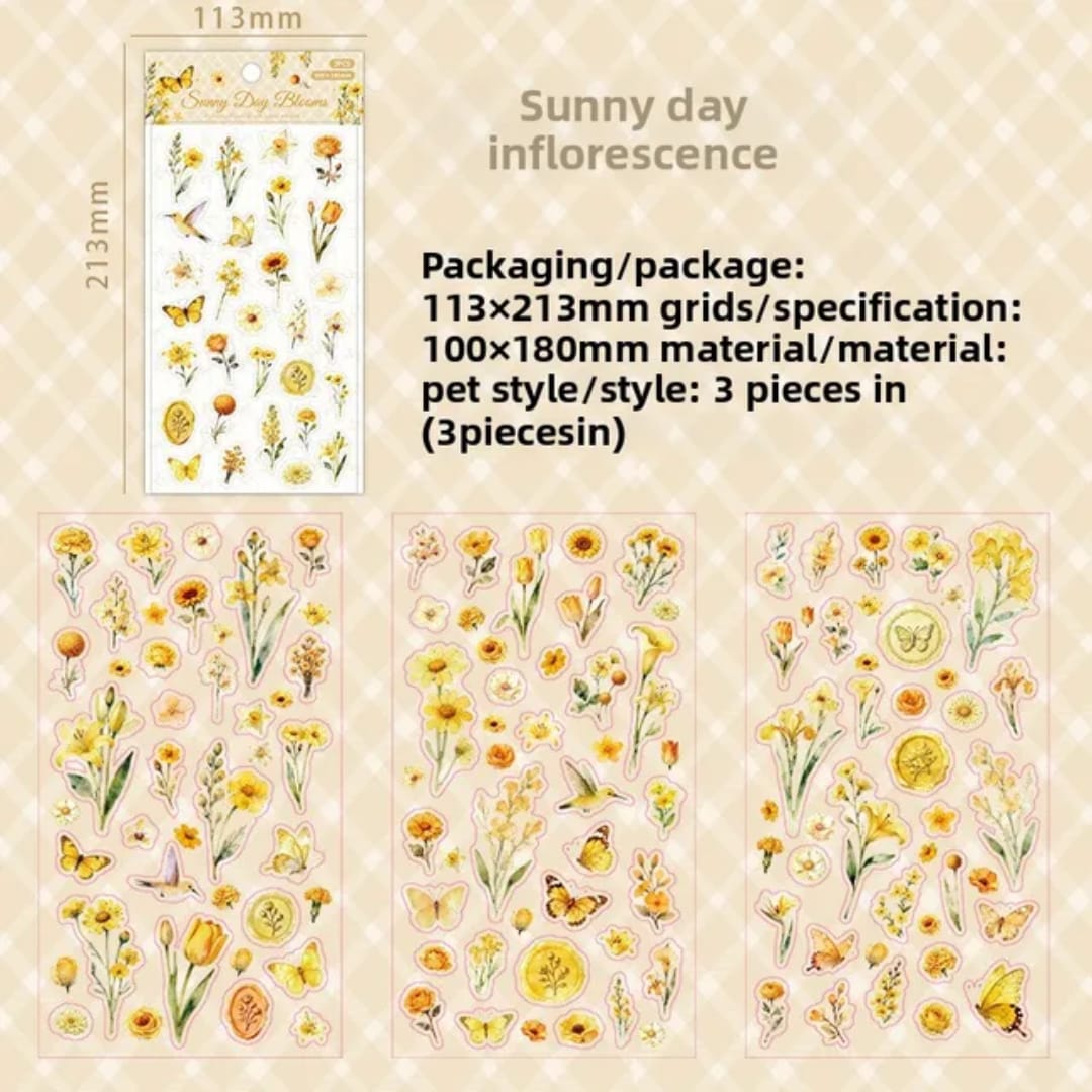 Planillas de stickers - flores amarillas