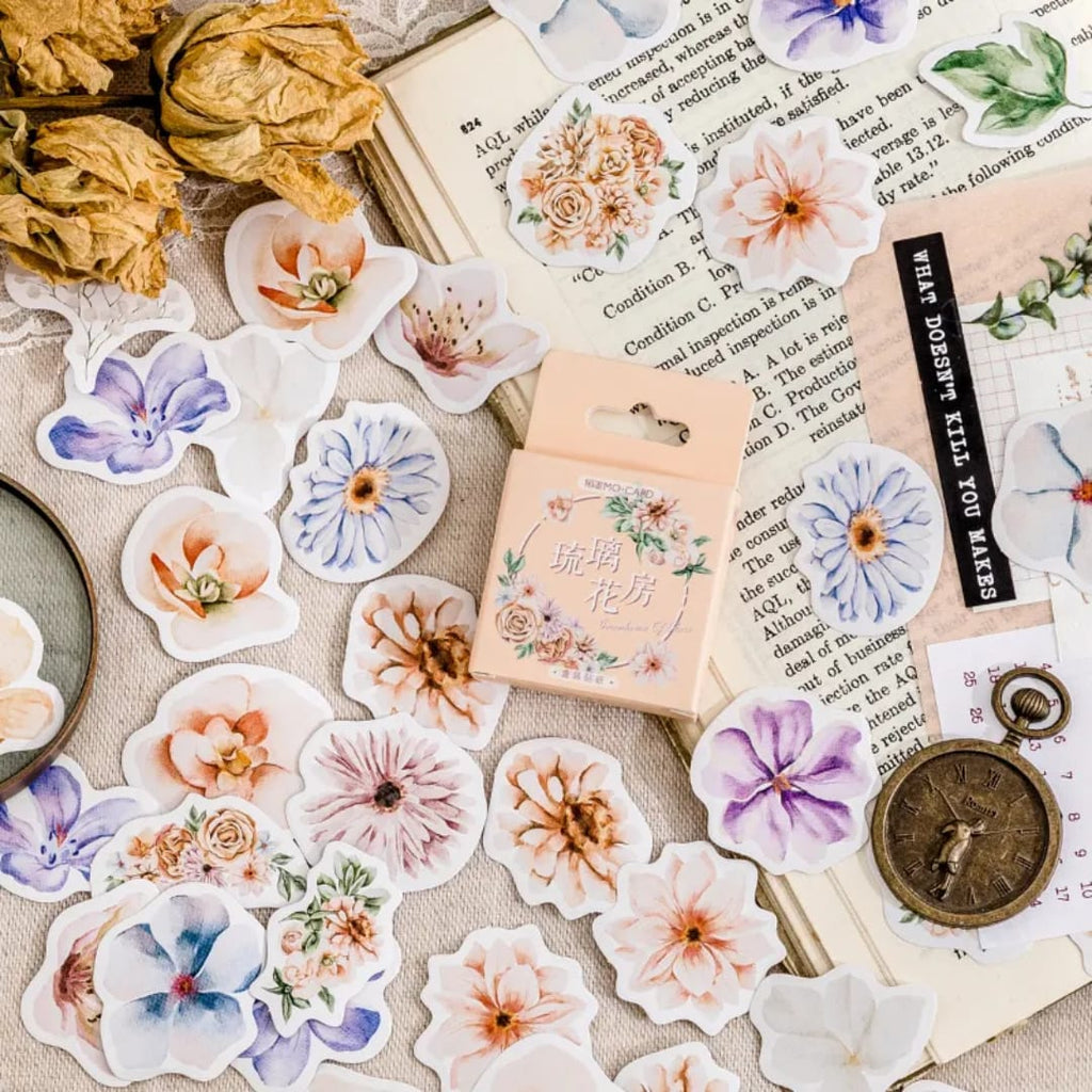 Caja de stickers - flores de colores