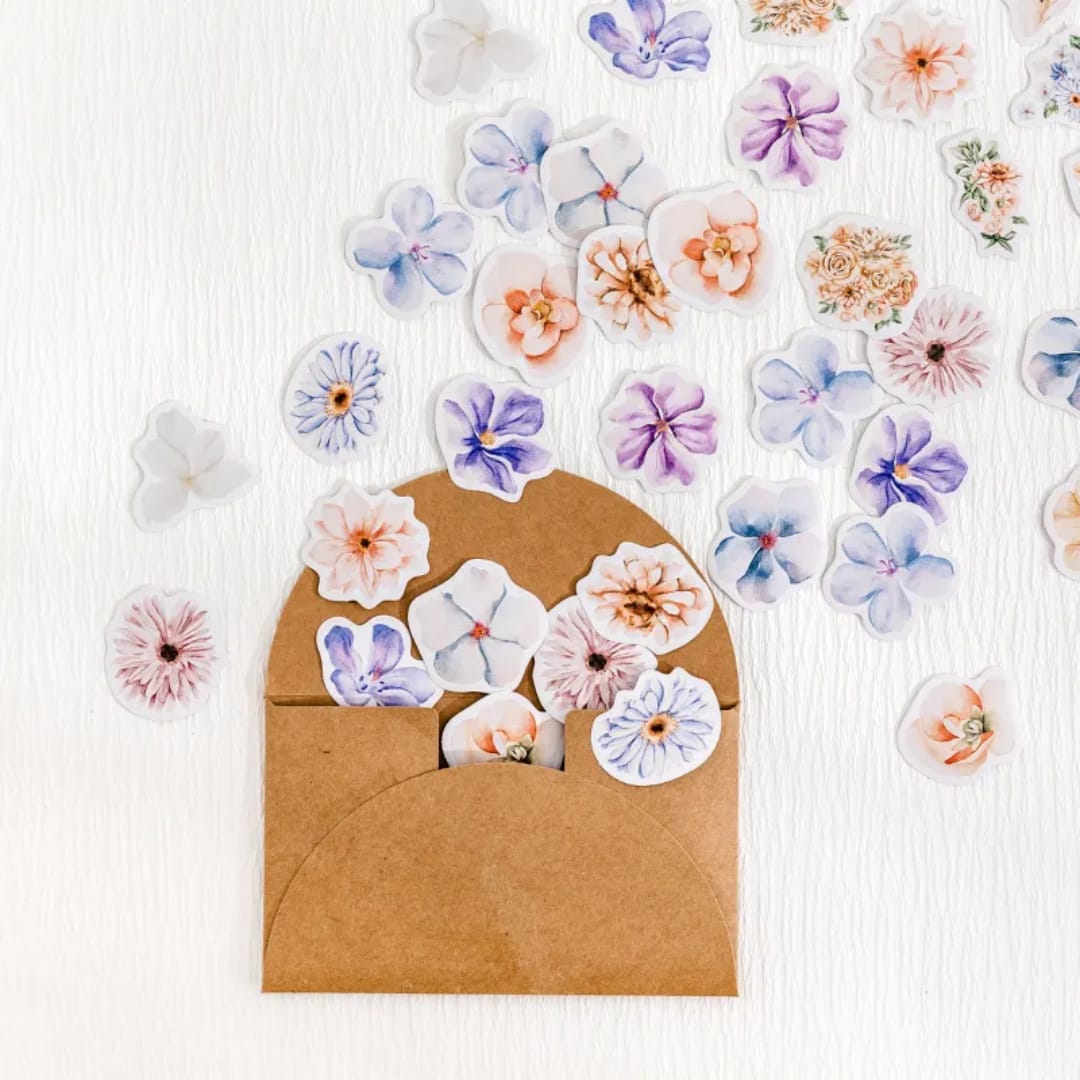Caja de stickers - flores de colores