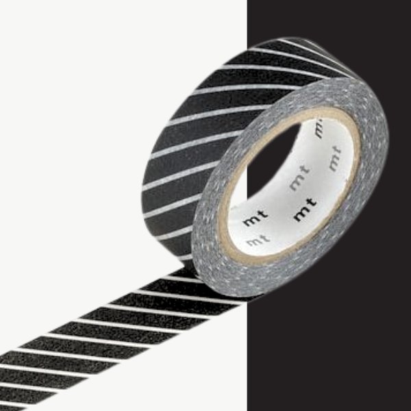 Washi Tape mt - rayas diagonales - negra