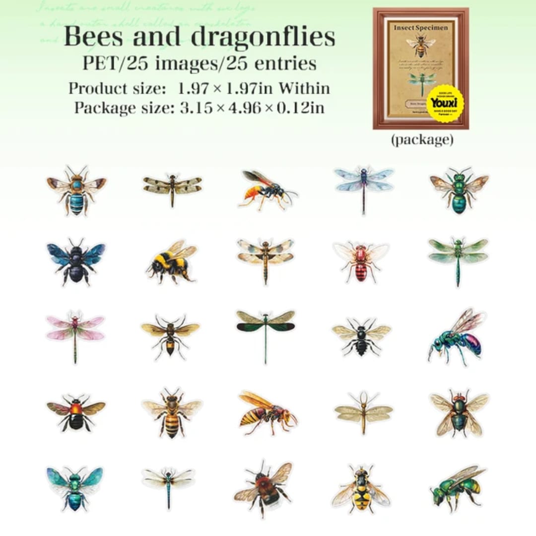 Stickers - Abejas y libélulas