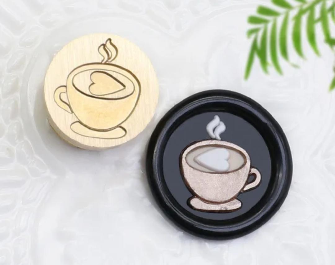 Sello para lacre - Taza de café y corazón
