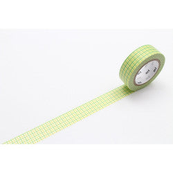 Washi Tape mt - cuadrícula verde con amarillo