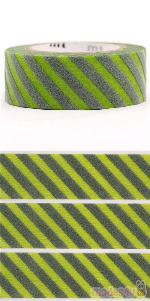 Washi Tape mt - textura terciopelo - stripe light green x moss green