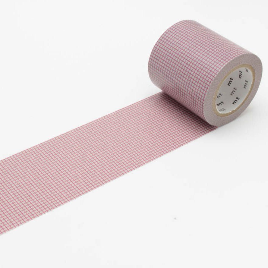 Washi Tape mt - cuadrícula rosa fondo gris