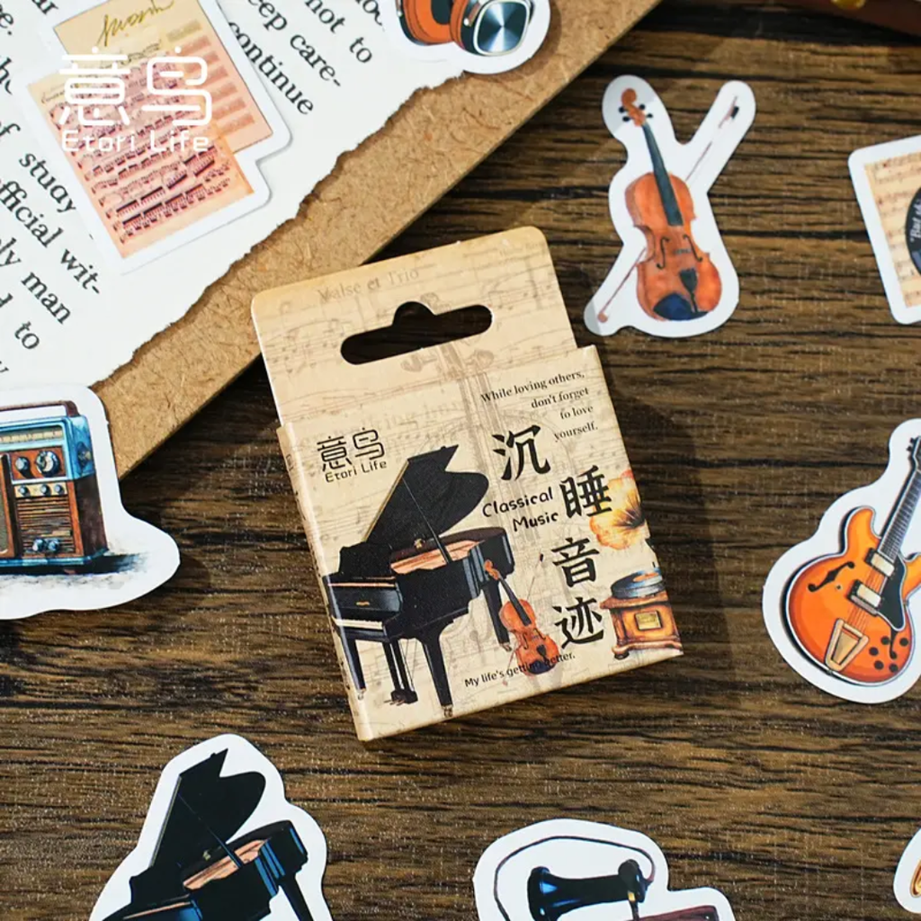 Caja de stickers instrumentos musicales