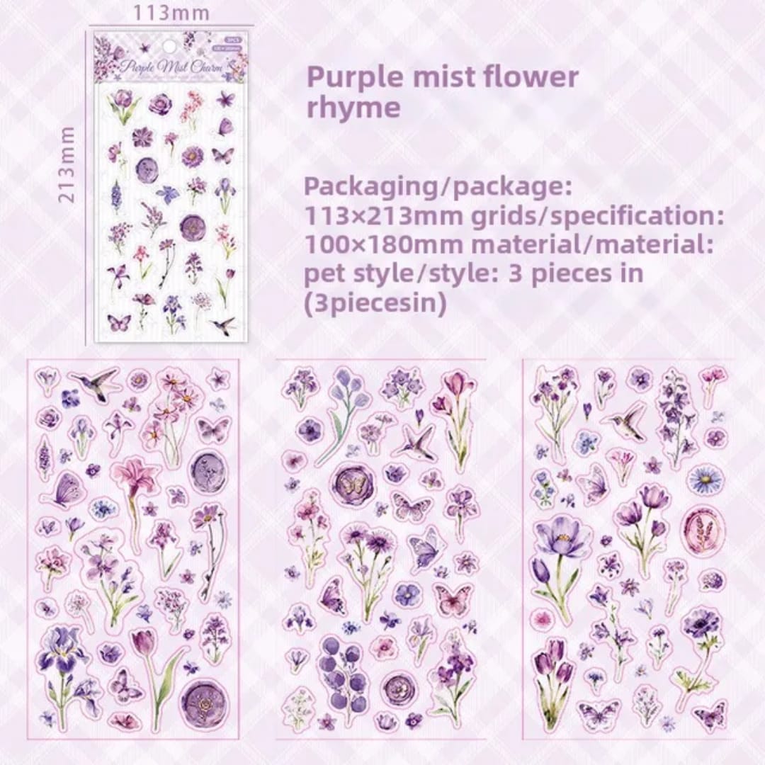 Planillas de stickers - flores moradas