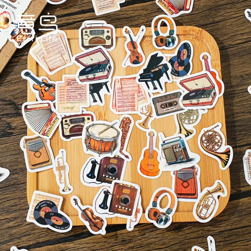 Caja de stickers instrumentos musicales