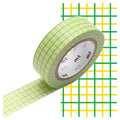 Washi Tape mt - cuadrícula verde con amarillo