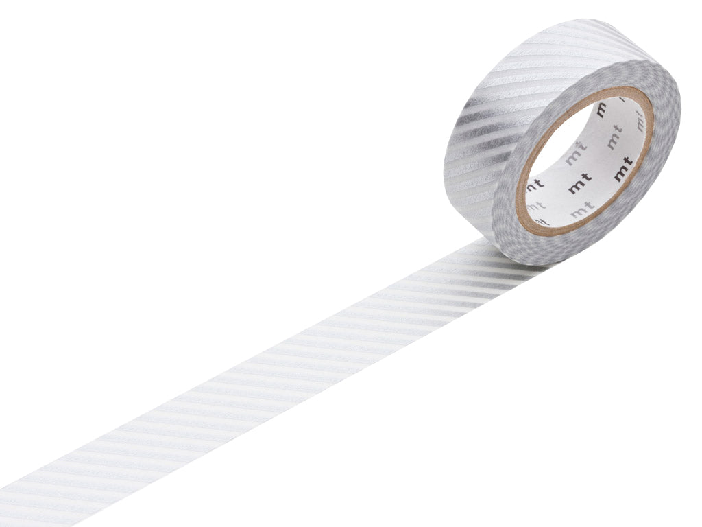 Washi Tape mt - rayas diagonales - plata 2