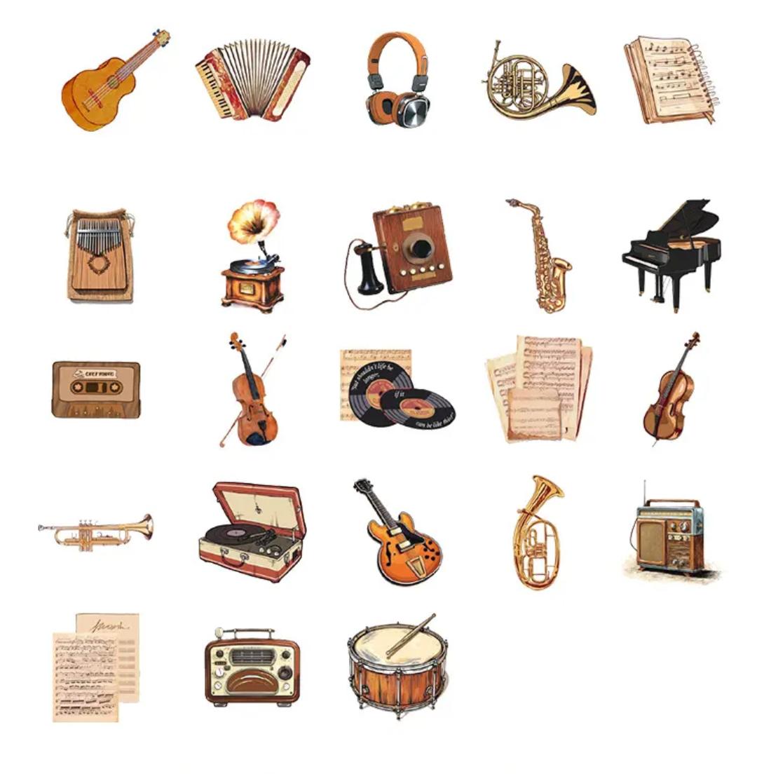 Caja de stickers instrumentos musicales