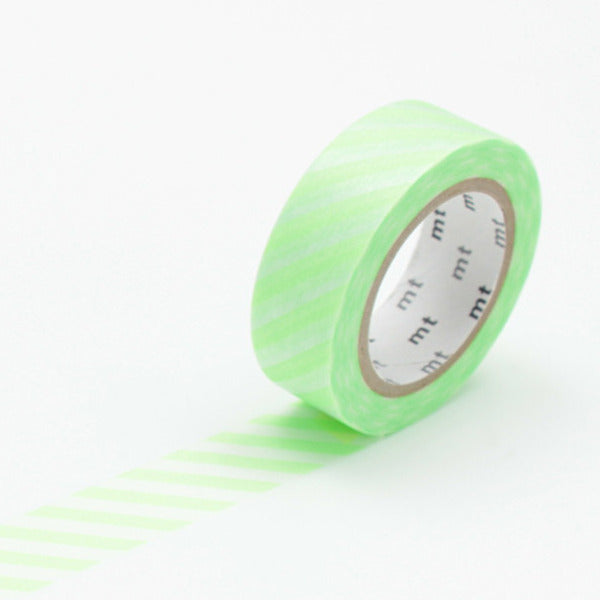 Washi Tape mt - rayas diagonales - verde fluorescente
