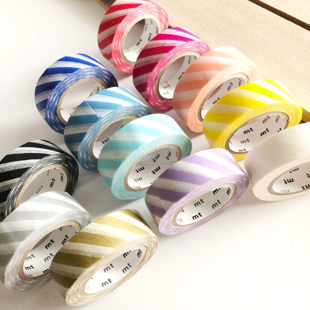 Washi Tape mt - rayas diagonales - plata