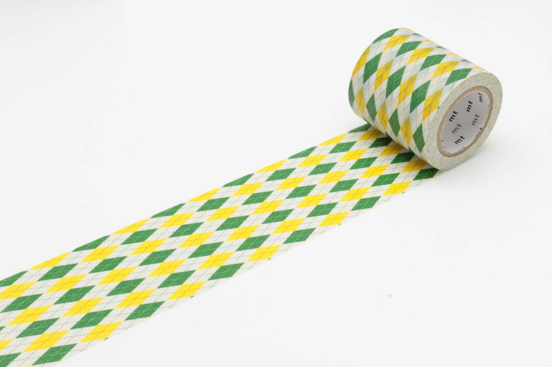 Washi Tape mt - rombos verdes y amarillos