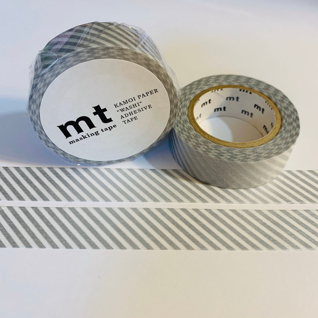 Washi Tape mt - rayas diagonales - plata 2