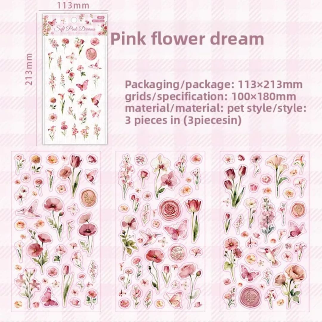 Planillas de stickers - flores rosas