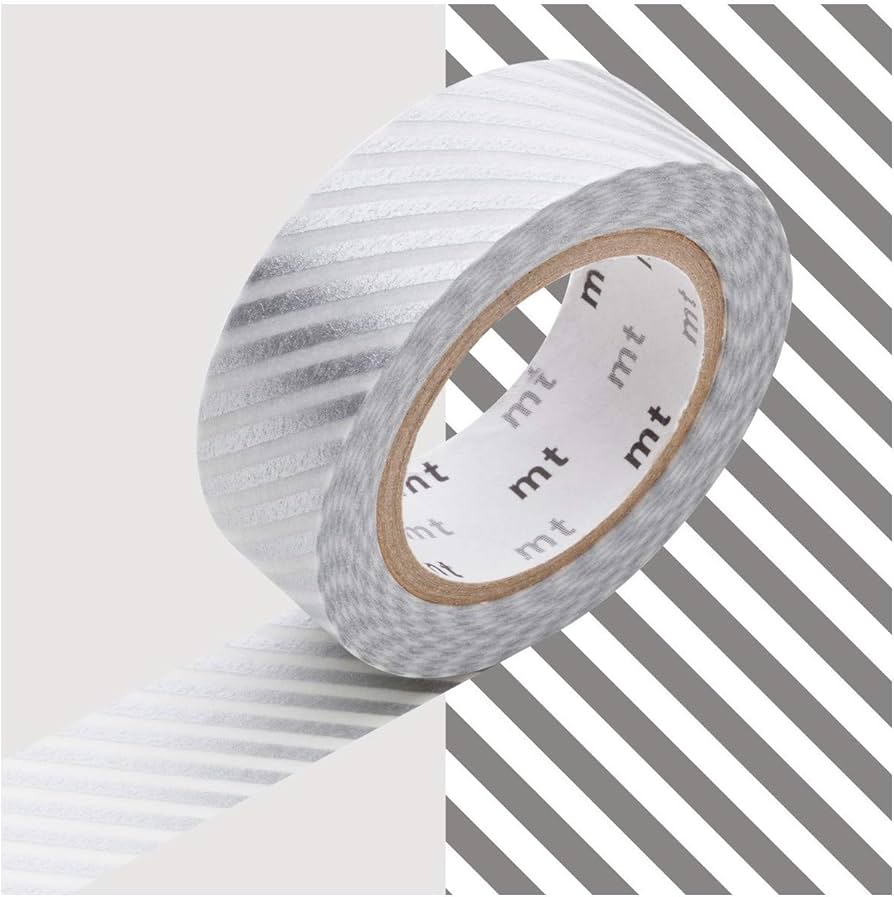 Washi Tape mt - rayas diagonales - plata 2