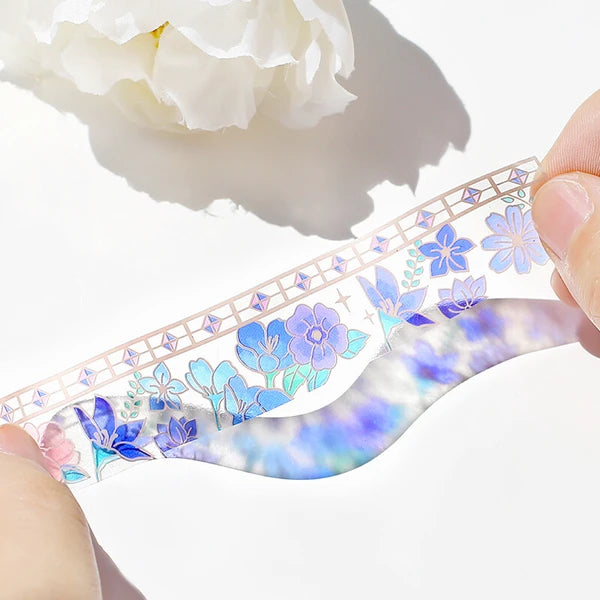 Clear tape vitrales - Flores moradas